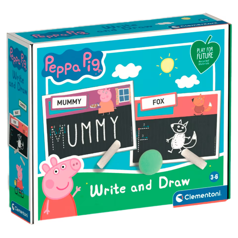 Clementoni Peppa Pig Write & Draw Chalkboard Letter Writing Word Learning NEW