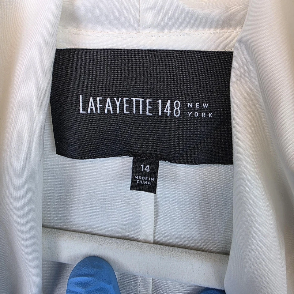 Camisa Lafayette 148 para mujer talla 14 blanca seda drapeada frontal cintura envoltura top Foto 2 de 4