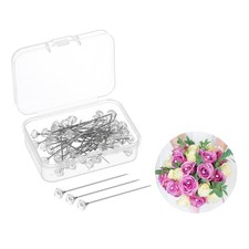 50-Pack Corsage Boutonnieres Pins, 3.8cm Diamond Clear Straight Pin for Wedding