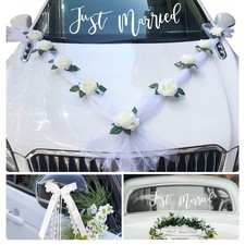 Autoschmuck Hochzeit Braut Paar Hochzeitsauto Deko Rose Blume Auto Dekoration...