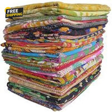 5 Pieces Mix Lot Whole Sale Tribal Kantha Quilts Vintage Cotton Bed Cover