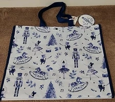 TJ MAXX - Beautiful Blue Nutcracker Christmas - Large Reusable Shopping Tote/Bag