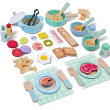 63PCS Wooden Play Cooking Set, Play Kitchen Accessories, Montessori Kitchen S...