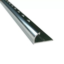 x10 Per Pack - 8mm Round Edge Bright Silver Tile Trim 2.4M
