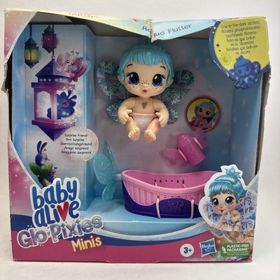 Baby Alive Glo Pixies Minis, Aqua Flutter, Glow-in-The-Dark Accents NIB