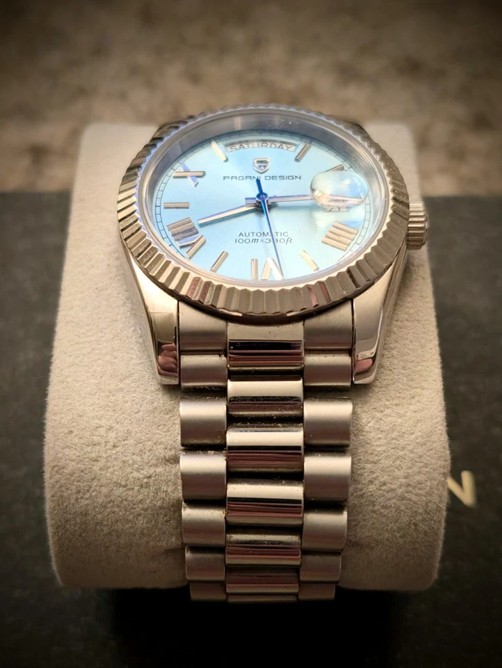 RELOJ 36MM DISEÑO PAGANI 1752 | AUTOMÁTICO AZUL HIELO | Rolex Day-Date Seiko Foto 3 de 4