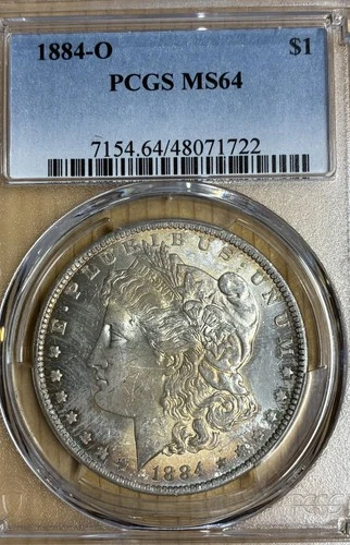 1884-O $1 Morgan Silver Dollar PCGS MS64 GOLD+RAINBOW TONED TONING SEE PICTURES