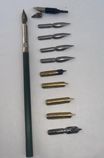 I & J Liverman & Co. Birmingham etc Calligraphy Dip Pen Nibs, a Holder c.1900s