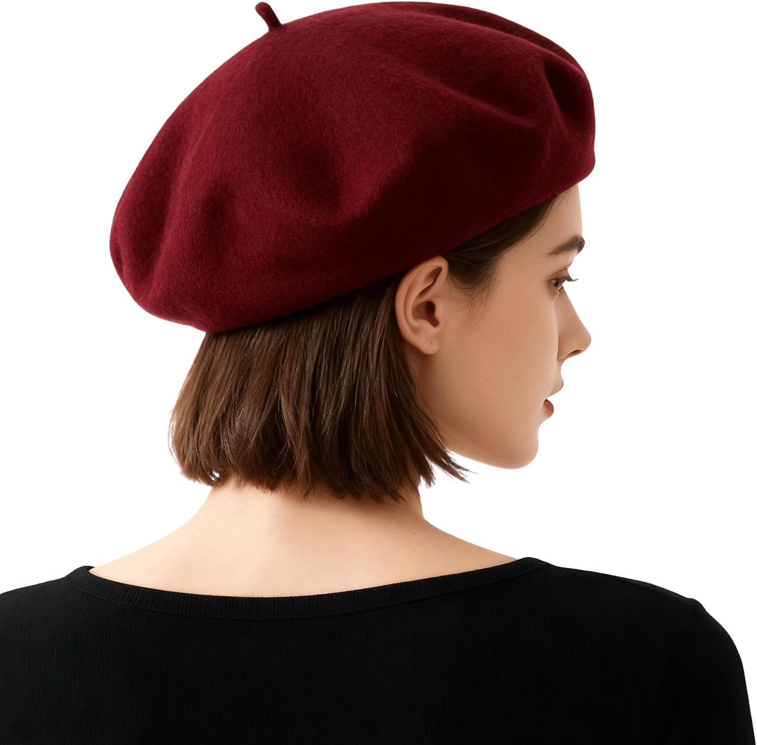 Women French Beret Hat Solid Artist Hat Wool Beret Winter Warm Beanie ...