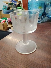 Mid Century Modern Frosted Triangle Clear Satin Parfet Goblets Heavy Replacement