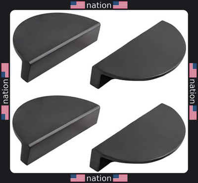 XMHF 4 Pack Matte Black Semicircle Cabinet Pulls, 3'' Drawer Handles