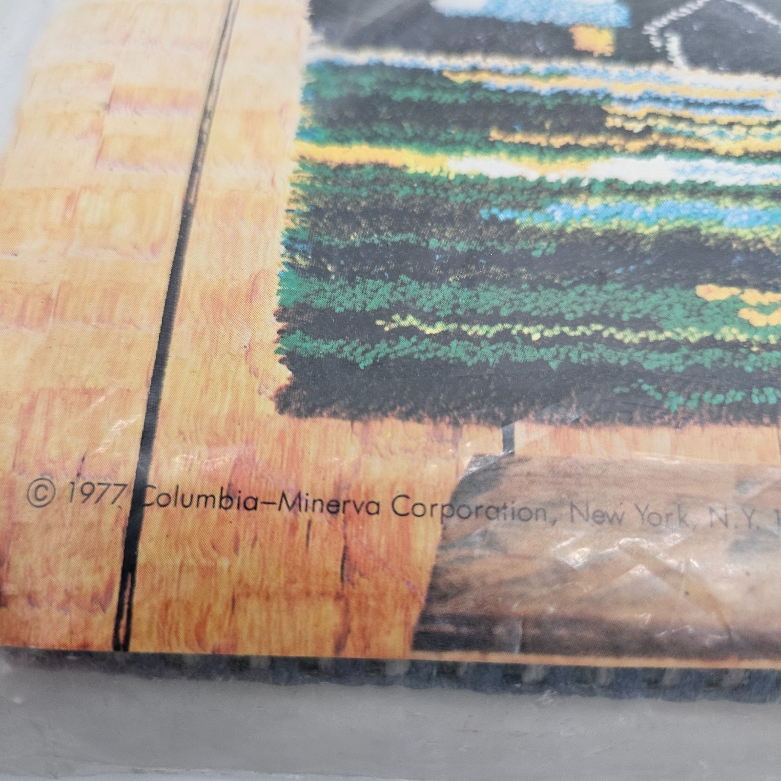 Vintage CM Latch Hook Rug Country Twilight Garden Columbia Minerva 26" x 38" NEW