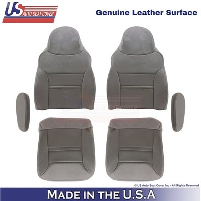 2000-2001 For Ford Excursion Genuine Leather Front w/Armrest Covers Med Graphite