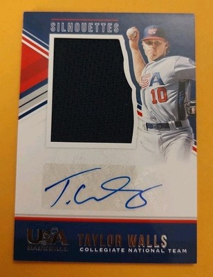 2018 USA Baseball Stars & Stripes Jerseys Blue Ink 24 /49 Taylor Walls Auto Rays