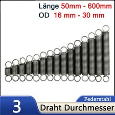 Zugfeder 3mm Draht Durchmesser Federstahl Feder Haken Ösen Spannfe Spiralfeder