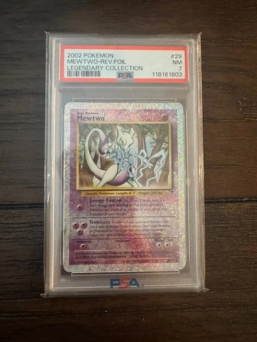 2002 POKEMON LEGENDARY COLLECTION #29 MEWTWO-REVERSE FOIL PSA 7