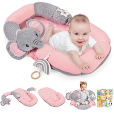 4 in 1 Tummy Time Mat Seated Support Pillows with Educational Cards, Play M...