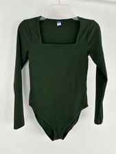 Old Navy Forest Green Long-Sleeve Square-Neck Snap Bodysuit Women s Size Small