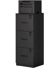 VASAGLE Filing Cabinet 3-Drawer Black Metal OFC055 Lockable Anti-Tip A4 Boxed