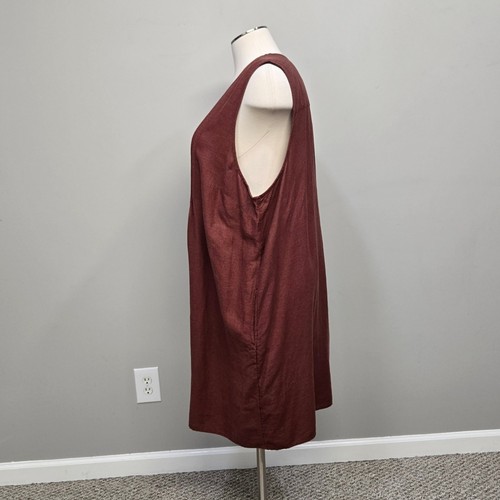 Sonoma Minikleid Übergröße 4X Burgunderrot Leinenmischung Etuikleid Biesen Falten Taschen - Bild 2 von 9