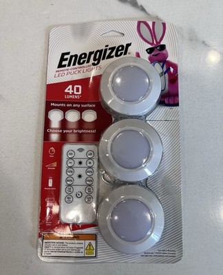 3 PACK Energizer Remote Control LED Puck Lights 40 Lumens