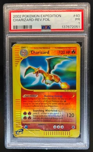 2002 Pokemon Expedition Set Charizard Reverse Holo #40 PSA 1