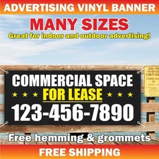 COMMERCIAL SPACE FOR LEASE Advertising Banner Vinyl Mesh Sign Rent Custom Phone