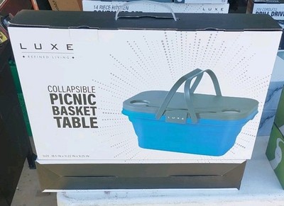 Large Insulated Picnic Basket Table Leakproof Collapsible Cooler Basket Tote