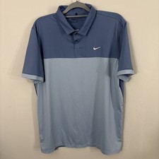Nike Golf Mens Standard Fit Dri-Fit Polo Blue/light Blue Size L