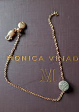Monica Vinader Rose Gold Vermeil Round Diamonds Button Bracelet Signed