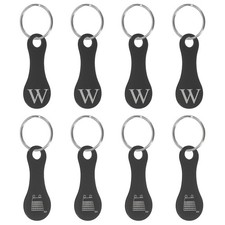 8Pcs Stainless Steel Shopping Trolley Token, Black Letter W Grocery Cart