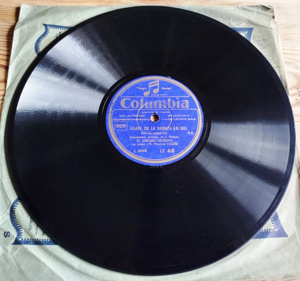 10" 78 RPM GERARD HEKKING (Cello) Maurice FAURE (Piano) French COLUMBIA LF 48 - Photo 2/4