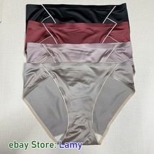Women's Vintage Satin Silky Brief High Waist Full Cut Panties Comfort Underwear