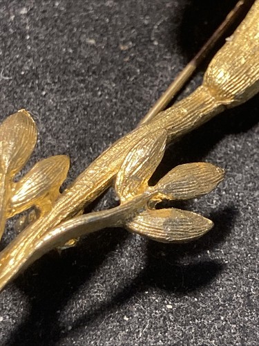 Signed BSK Large Gold Tone Statement Flower Floral Brooch Brushed 4.5" Vintage - Picture 6 of 17