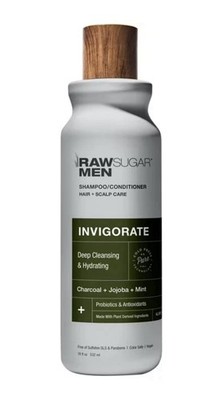 Raw Sugar Men Detox Shampoo + Conditioner 18 fl oz Charcoal Jojoba Mint   Vegan