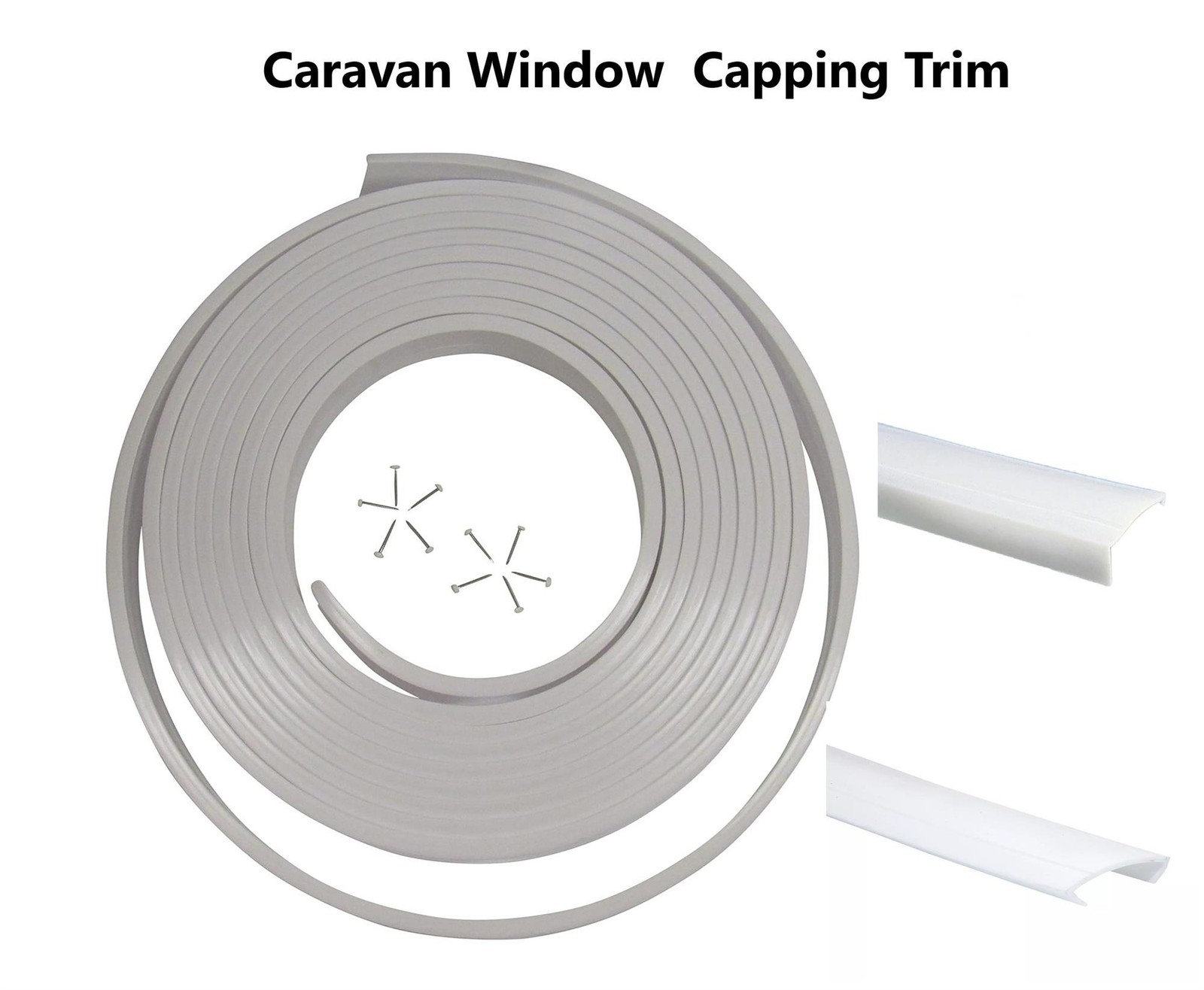 Caravan Window Capping 37mm White 10m Roll FREE Pack of 10 Decadome Pins PO637