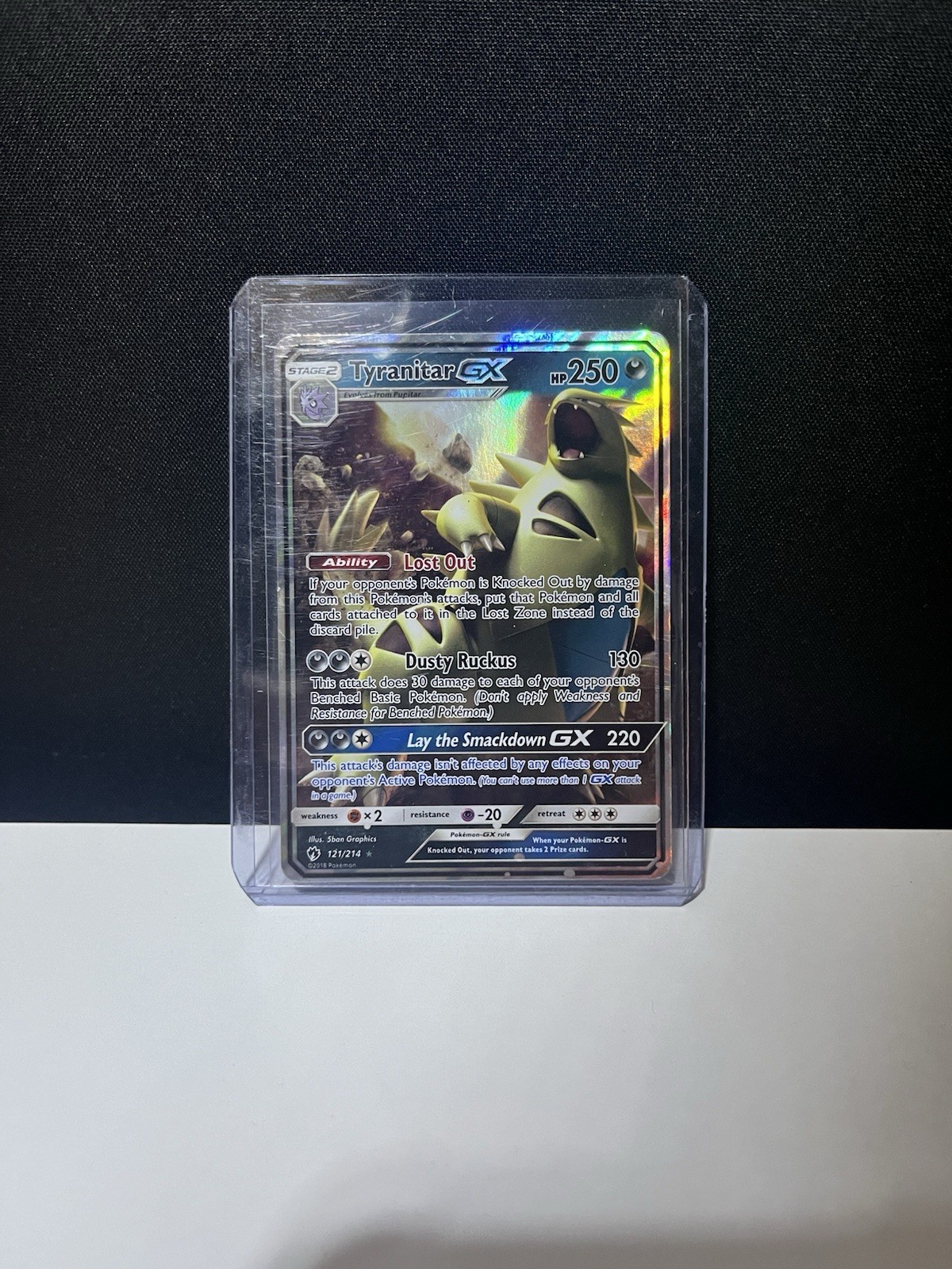 2018 Pokémon Tyranitar GX Sun & Moon Lost Thunder 121/214 Ultra Rare Holo LP