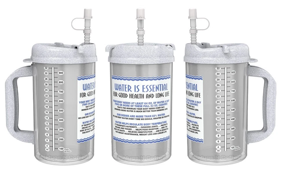 4-Pack Granite Water Is Essential 32 oz Hospital Mugs – Insulated, BPA-Free, Made in USA