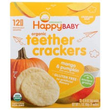 Happy Baby Food, Organic Teether Crackers Mango And Pumpkin, 1.7 Oz Case Of 6