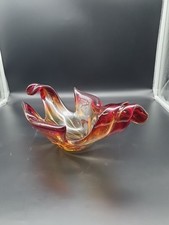 Murano Glas Schale 50er Jahre,Mundgeblasen Warme Brauntöne Designerstück 1265 gr