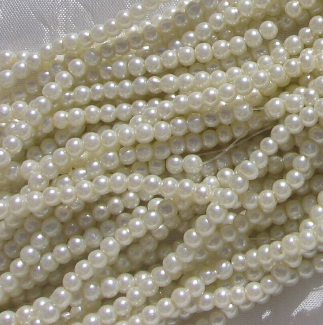 RU33.4 -LOT DE 200 PERLES BLANC CASSÉ RONDES 4MM VERRE NACRE RENAISSANCE BOHEME RU33.4 -LOT DE 200 PERLES BLANC CASSÉ RONDES 4MM VERRE NACRE RENAISSANCE BOHEME
