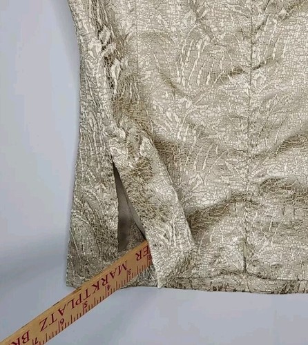 Camiseta sin mangas Lord Taylor de encaje para mujer grande dorada beige forrada sin mangas cuello redondo cremallera - Imagen 5 de 8
