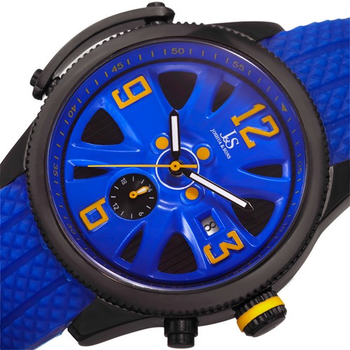 Herren Joshua & Sons JX101BU Two Time Zone Datum Polyurethan Armband Quarzuhr - Bild 2 von 7