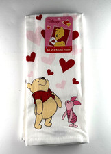 Disney Winnie the Pooh Set of 2 Kitchen Towels Valentine  s Day Piglet 16  X26  