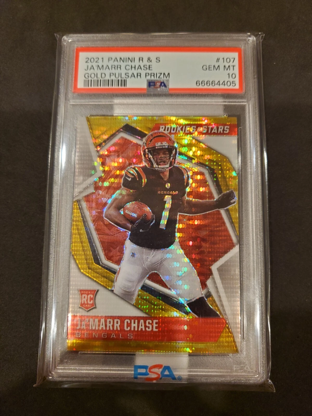 JaMarr Chase Panini Rookies & Stars #107 Gold Pulsar