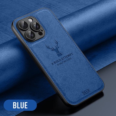 Handyhülle Für iPhone 16 15 14 Pro Max 13 12 11 Schutz Hirsch Leder Cover Bumper
