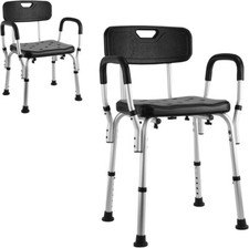 Bath Shower Chair with Arms Backrest Portable Seat Stool Adjustable Heights