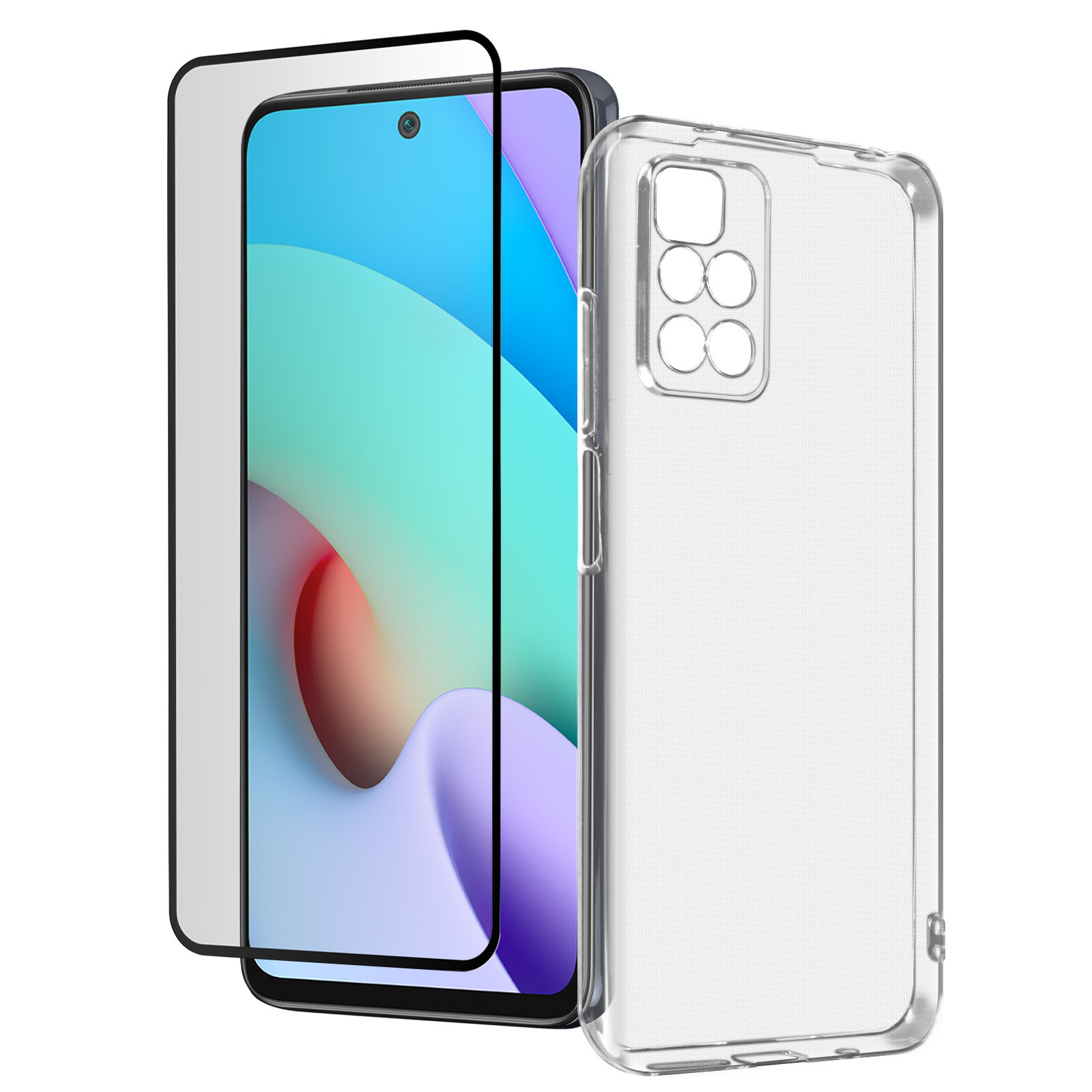 Case for Xiaomi Redmi 10 / 10 2022 Silicone Soft and Tempered Glass black