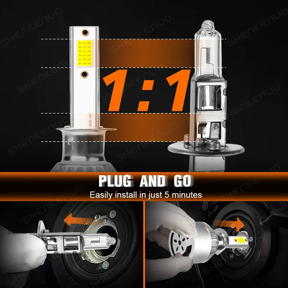 For Kia Sorento 2003-2006 6000K LED Headlight High Low Beam Fog Light Bulbs 6pcs - Image 3 of 4