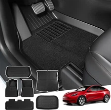 tpe floor mats 3 &carpets 3 &trunks 3, 9pcs  Otrifowd For Tesla Model Y 5 seater